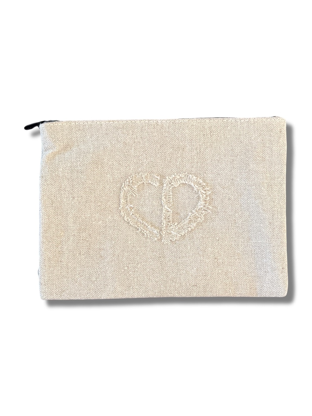 NWT Christian Dior Beaute Heart CD Logo Linen Makeup Pouch Clutch GWP Beige